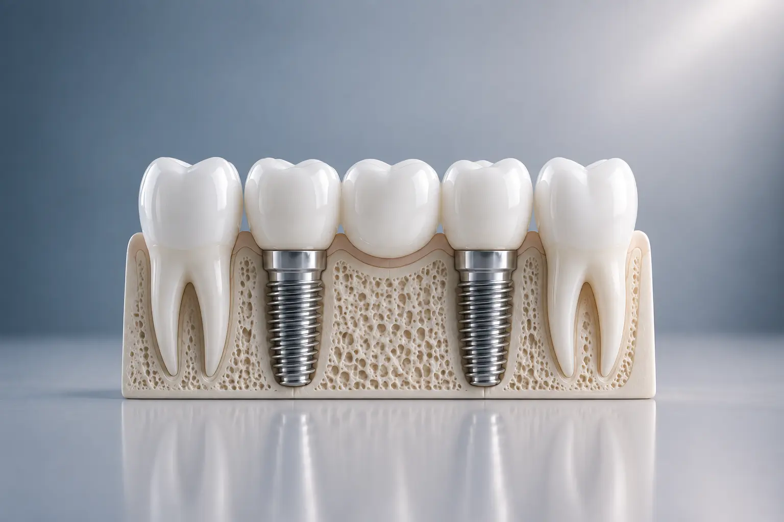 Prótesis parcial sobre implantes en POblenou Clinica DENTAL22 (Barcelona)